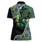 Honouring 50 Year Of NAIDOC Women Polo Shirt Honouring The Next Generation Green Aboriginal Art