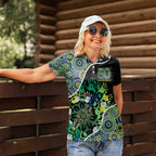 Honouring 50 Year Of NAIDOC Women Polo Shirt Honouring The Next Generation Green Aboriginal Art