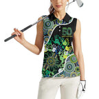 Honouring 50 Year Of NAIDOC Women Sleeveless Polo Shirt Honouring The Next Generation Green Aboriginal Art