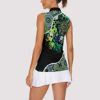 Honouring 50 Year Of NAIDOC Women Sleeveless Polo Shirt Honouring The Next Generation Green Aboriginal Art