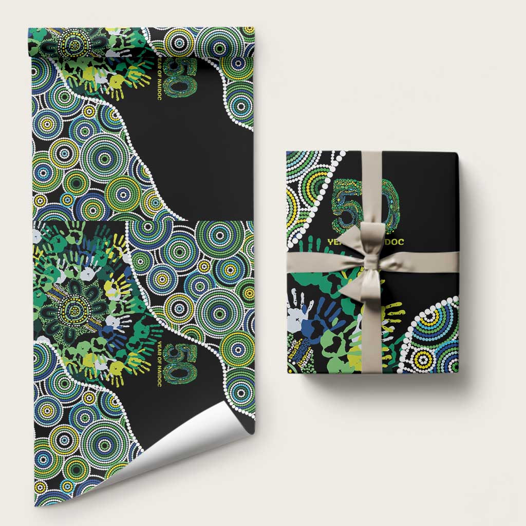 Honouring 50 Year Of NAIDOC Wrapping Paper Honouring The Next Generation Green Aboriginal Art - Aussie Hoodie