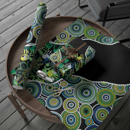 Honouring 50 Year Of NAIDOC Wrapping Paper Honouring The Next Generation Green Aboriginal Art - Aussie Hoodie