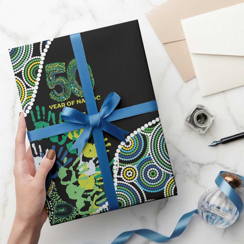Honouring 50 Year Of NAIDOC Wrapping Paper Honouring The Next Generation Green Aboriginal Art - Aussie Hoodie