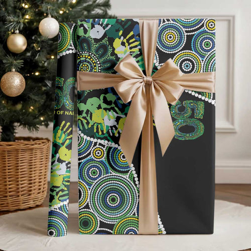 Honouring 50 Year Of NAIDOC Wrapping Paper Honouring The Next Generation Green Aboriginal Art - Aussie Hoodie
