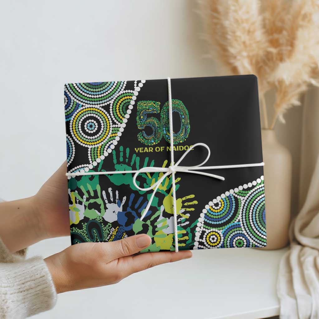 Honouring 50 Year Of NAIDOC Wrapping Paper Honouring The Next Generation Green Aboriginal Art - Aussie Hoodie