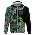 Honouring 50 Year Of NAIDOC Zip Hoodie Honouring The Next Generation Green Aboriginal Art