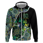 Honouring 50 Year Of NAIDOC Zip Hoodie Honouring The Next Generation Green Aboriginal Art