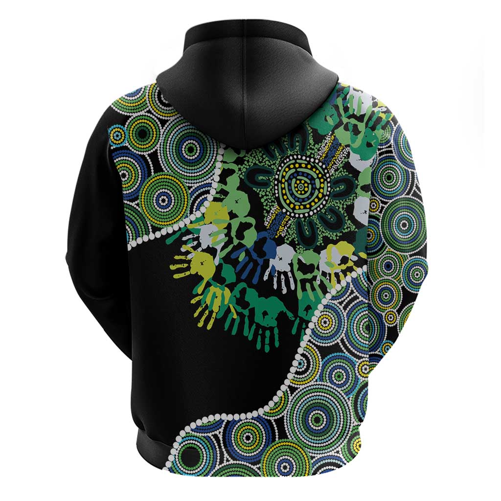 Honouring 50 Year Of NAIDOC Zip Hoodie Honouring The Next Generation Green Aboriginal Art