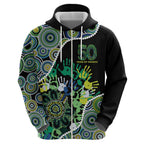 Honouring 50 Year Of NAIDOC Zip Hoodie Honouring The Next Generation Green Aboriginal Art