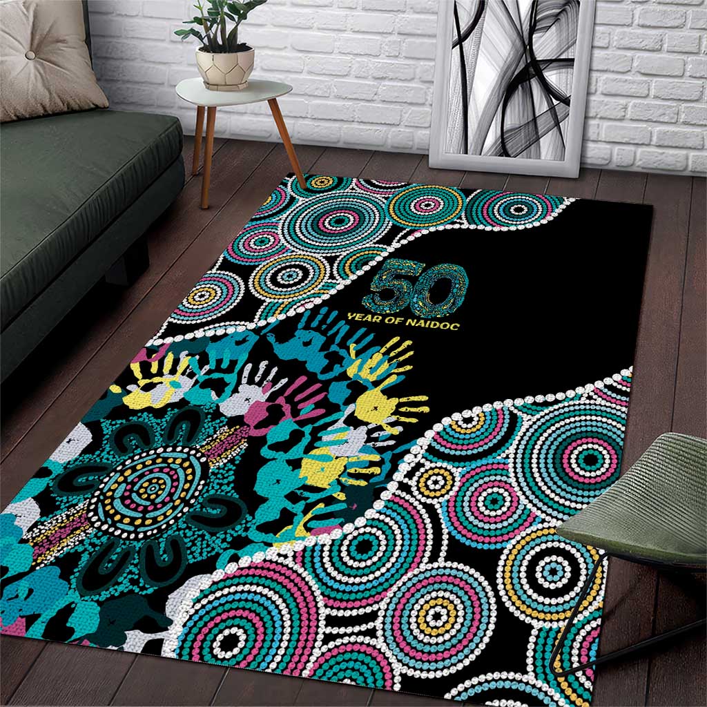 Honouring 50 Year Of NAIDOC Area Rug Honouring The Next Generation Pastel Aboriginal Art