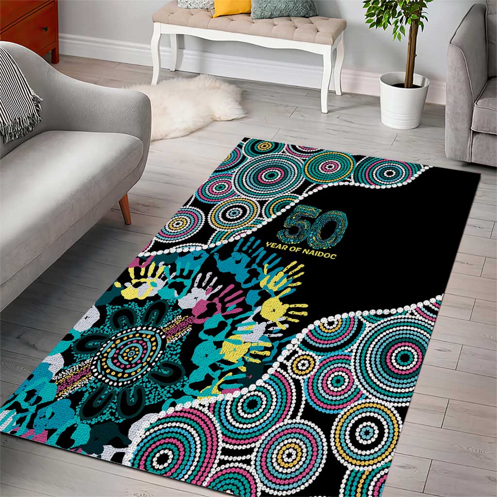 Honouring 50 Year Of NAIDOC Area Rug Honouring The Next Generation Pastel Aboriginal Art