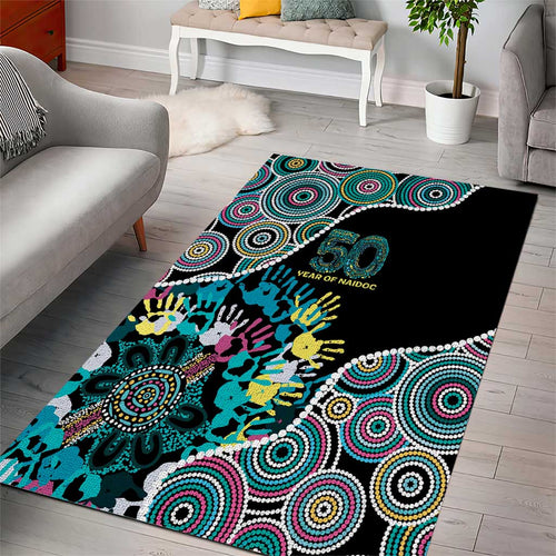 Honouring 50 Year Of NAIDOC Area Rug Honouring The Next Generation Pastel Aboriginal Art