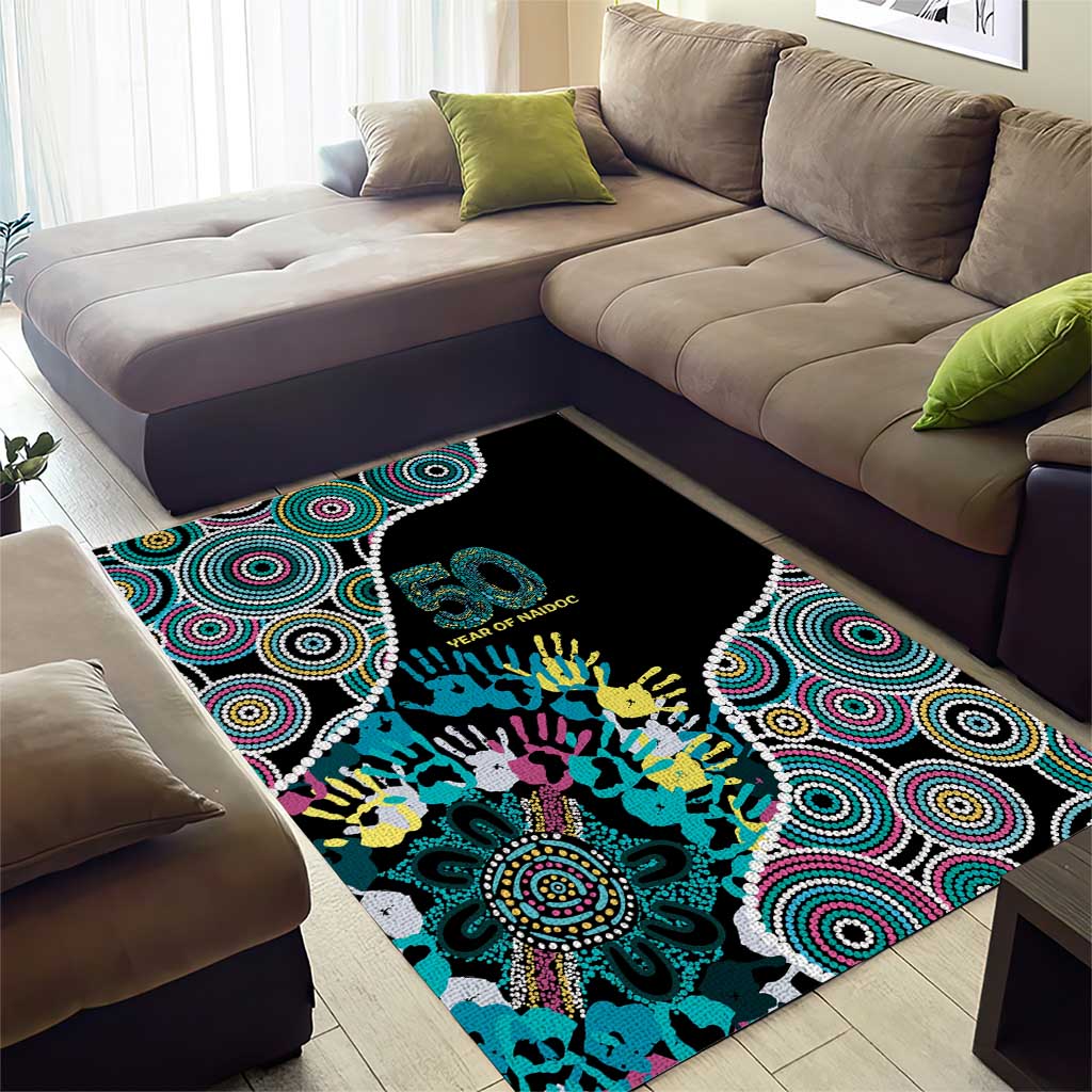 Honouring 50 Year Of NAIDOC Area Rug Honouring The Next Generation Pastel Aboriginal Art