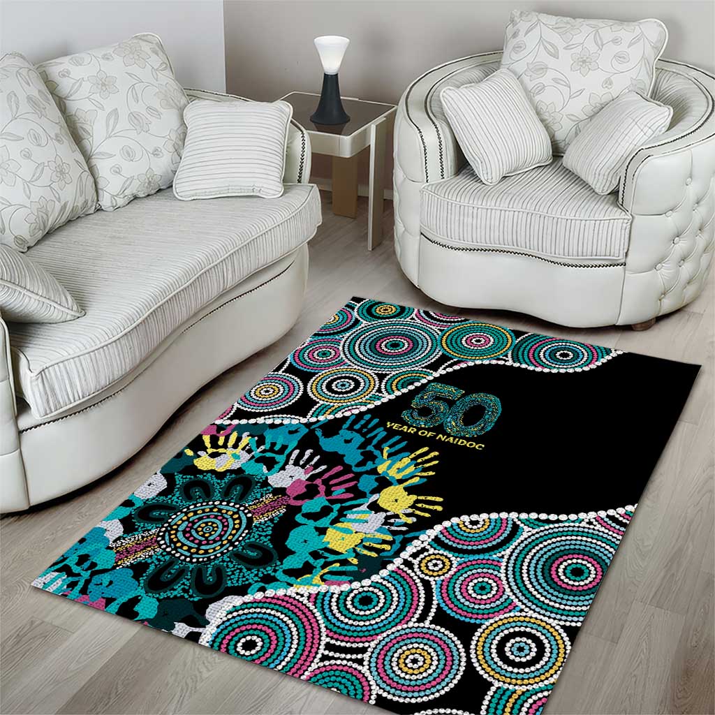 Honouring 50 Year Of NAIDOC Area Rug Honouring The Next Generation Pastel Aboriginal Art