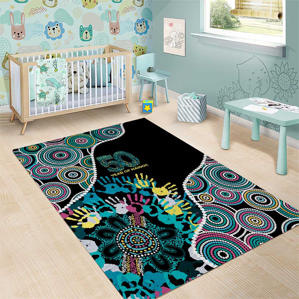 Honouring 50 Year Of NAIDOC Area Rug Honouring The Next Generation Pastel Aboriginal Art