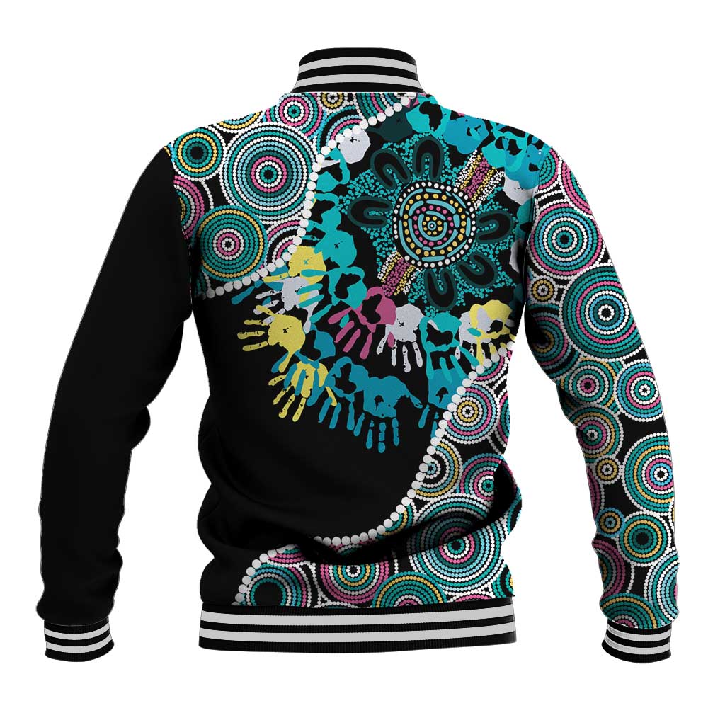 Honouring 50 Year Of NAIDOC Baseball Jacket Honouring The Next Generation Pastel Aboriginal Art