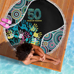Honouring 50 Year Of NAIDOC Beach Blanket Honouring The Next Generation Pastel Aboriginal Art