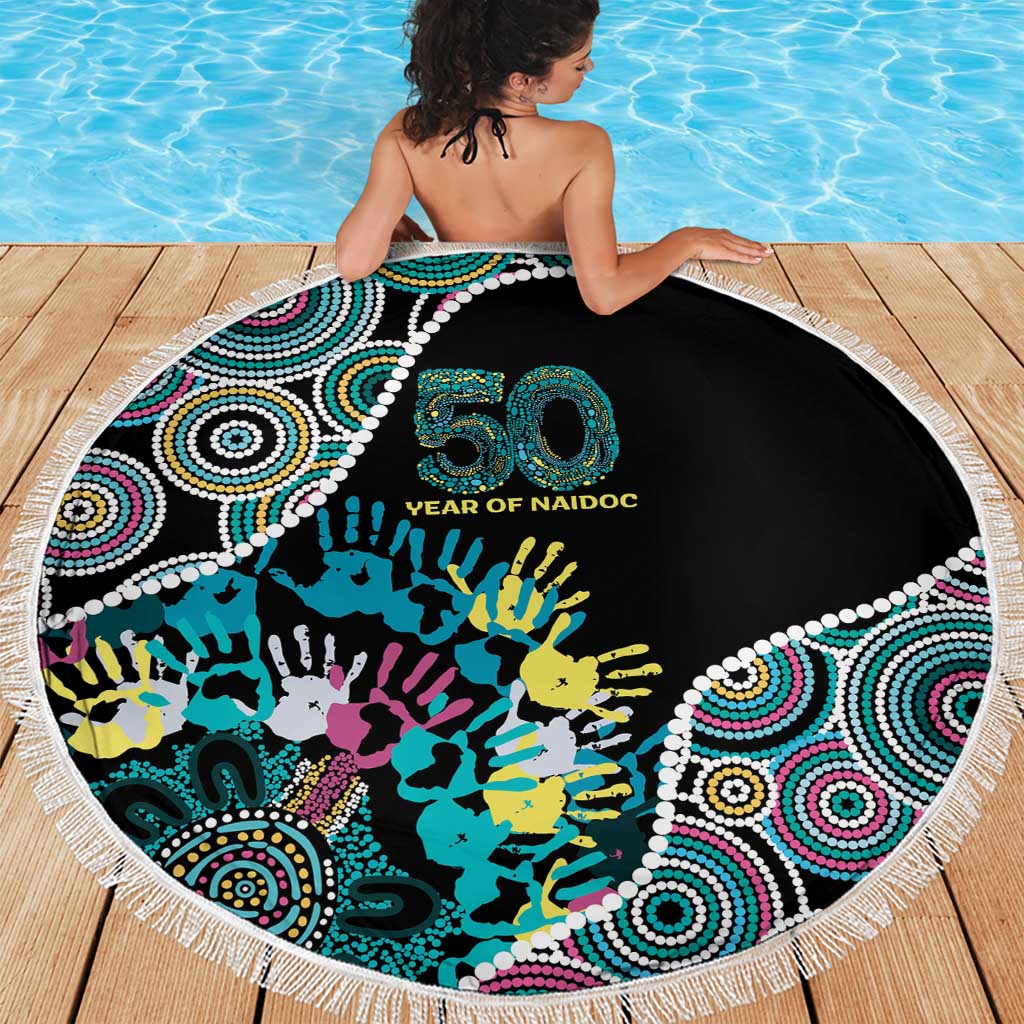 Honouring 50 Year Of NAIDOC Beach Blanket Honouring The Next Generation Pastel Aboriginal Art