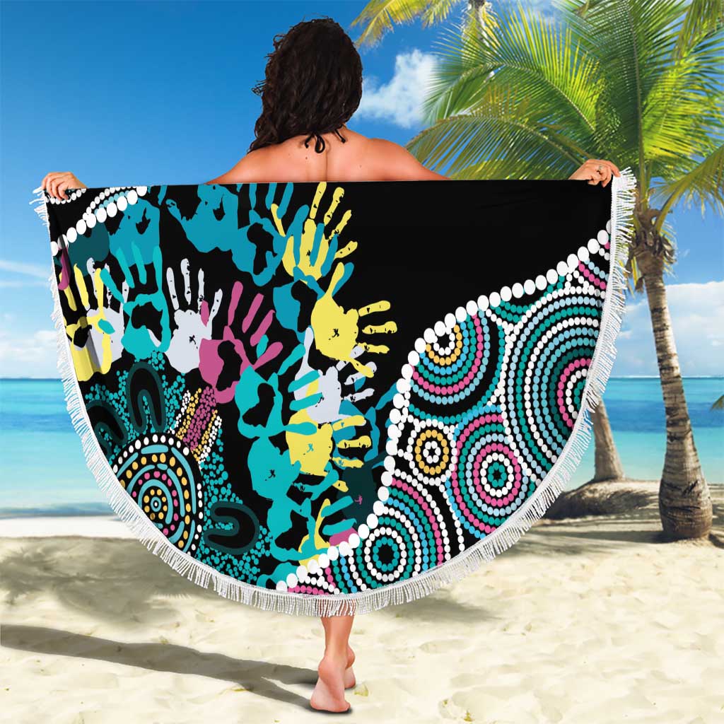 Honouring 50 Year Of NAIDOC Beach Blanket Honouring The Next Generation Pastel Aboriginal Art