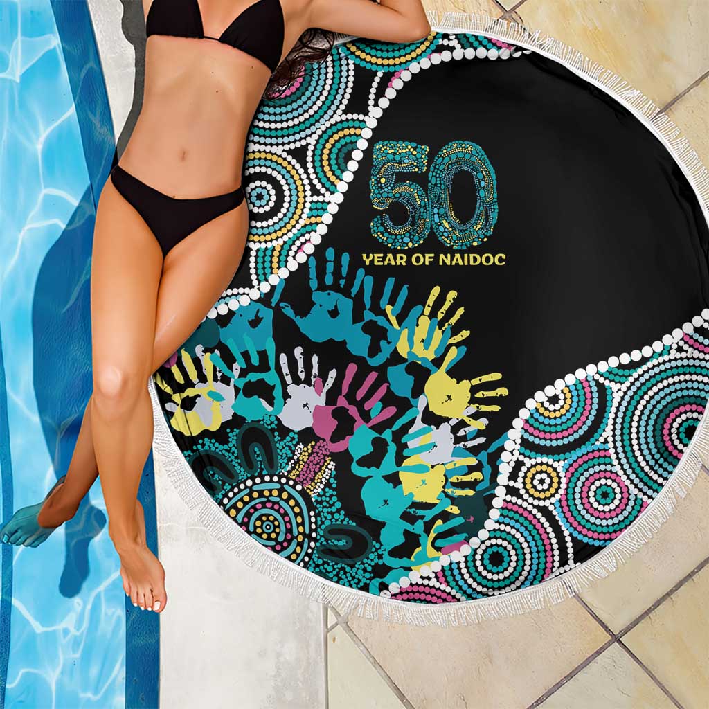 Honouring 50 Year Of NAIDOC Beach Blanket Honouring The Next Generation Pastel Aboriginal Art