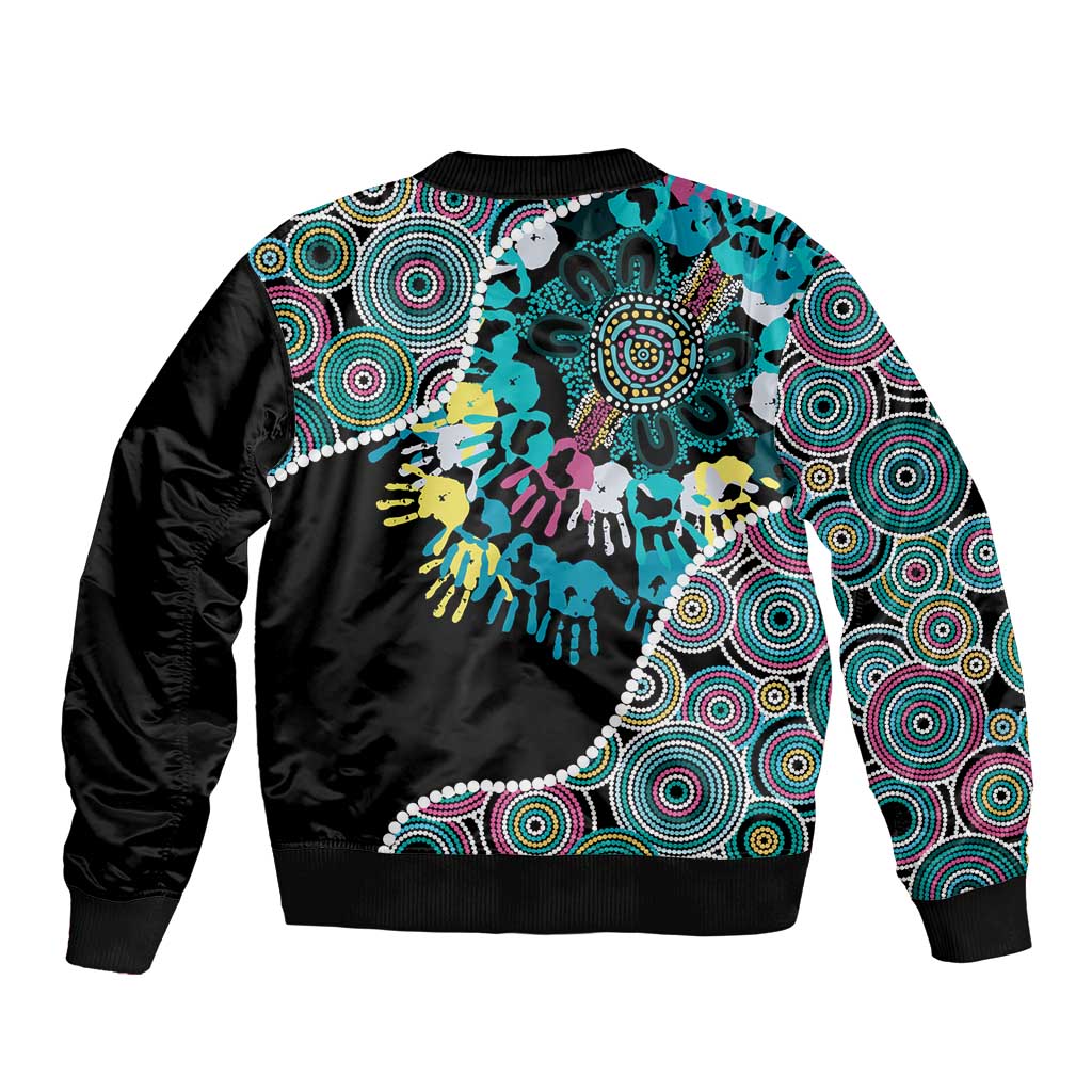 Honouring 50 Year Of NAIDOC Bomber Jacket Honouring The Next Generation Pastel Aboriginal Art