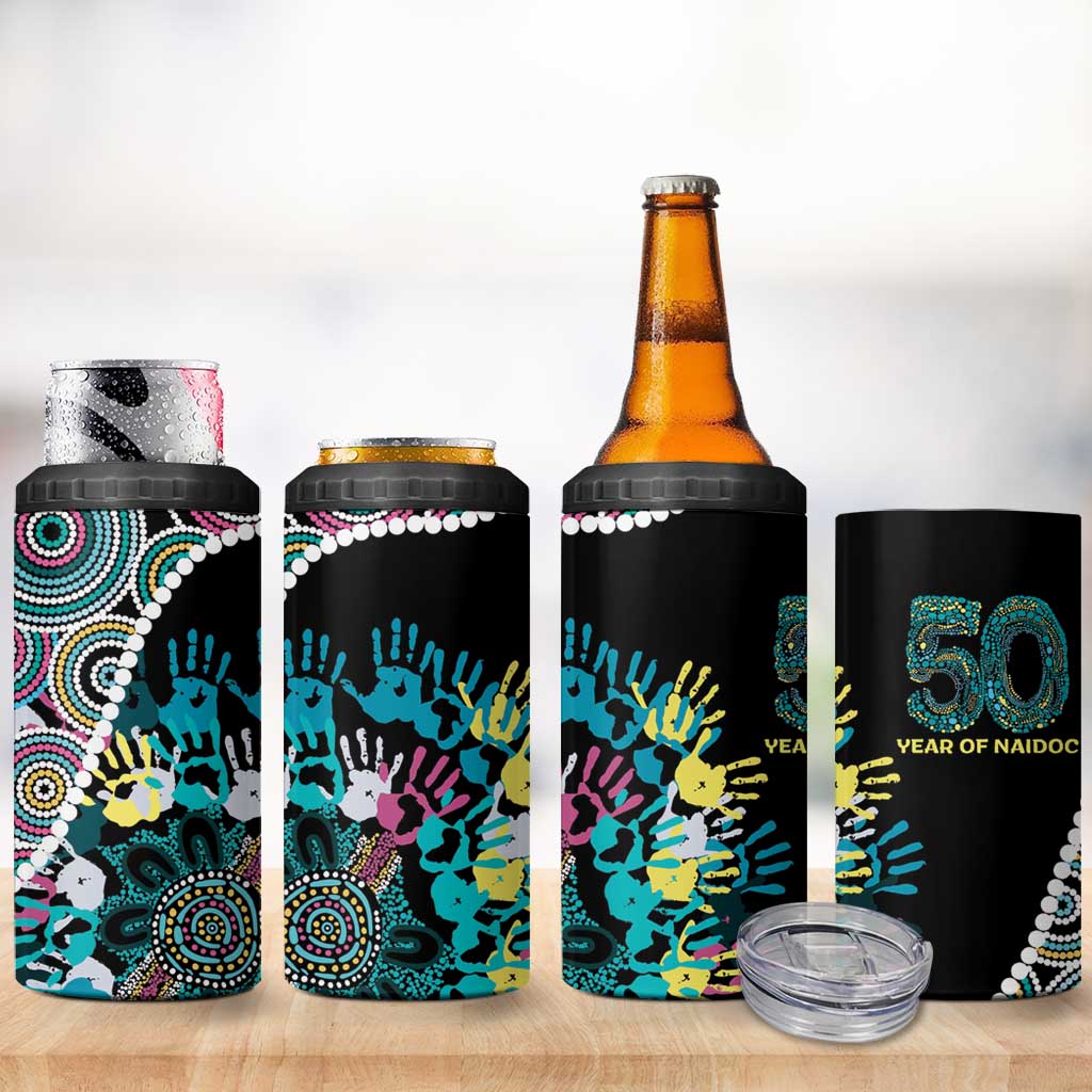 Honouring 50 Year Of NAIDOC 4 in 1 Can Cooler Tumbler Honouring The Next Generation Pastel Aboriginal Art