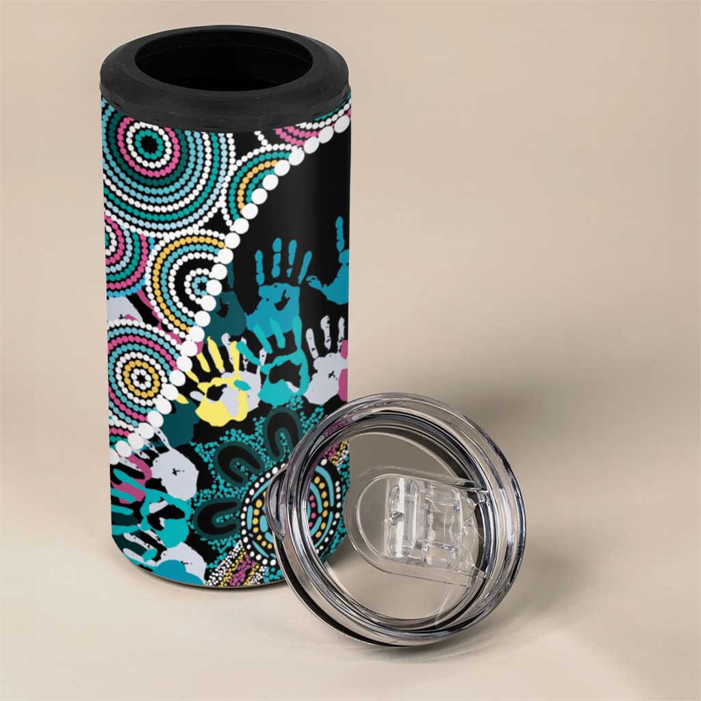 Honouring 50 Year Of NAIDOC 4 in 1 Can Cooler Tumbler Honouring The Next Generation Pastel Aboriginal Art