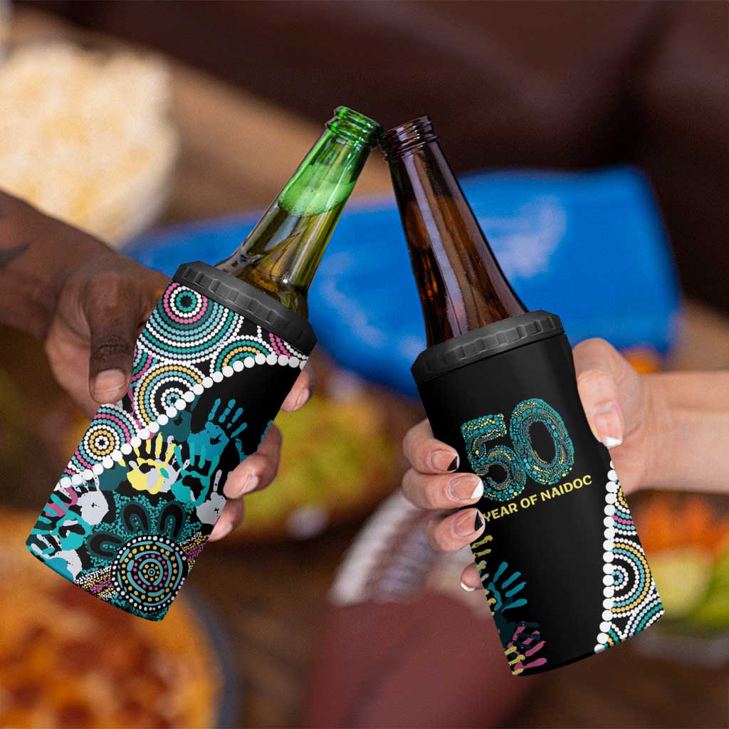 Honouring 50 Year Of NAIDOC 4 in 1 Can Cooler Tumbler Honouring The Next Generation Pastel Aboriginal Art
