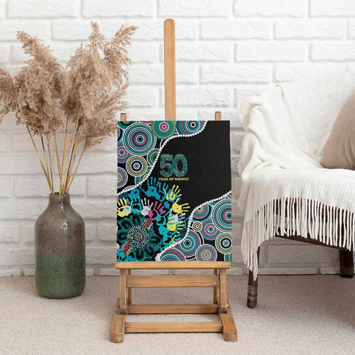 Honouring 50 Year Of NAIDOC Canvas Wall Art Honouring The Next Generation Pastel Aboriginal Art