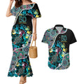 Honouring 50 Year Of NAIDOC Couples Matching Mermaid Dress and Hawaiian Shirt Honouring The Next Generation Pastel Aboriginal Art