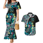 Honouring 50 Year Of NAIDOC Couples Matching Mermaid Dress and Hawaiian Shirt Honouring The Next Generation Pastel Aboriginal Art