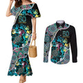Honouring 50 Year Of NAIDOC Couples Matching Mermaid Dress and Long Sleeve Button Shirt Honouring The Next Generation Pastel Aboriginal Art