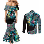Honouring 50 Year Of NAIDOC Couples Matching Mermaid Dress and Long Sleeve Button Shirt Honouring The Next Generation Pastel Aboriginal Art