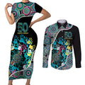 Honouring 50 Year Of NAIDOC Couples Matching Short Sleeve Bodycon Dress and Long Sleeve Button Shirt Honouring The Next Generation Pastel Aboriginal Art
