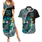 Honouring 50 Year Of NAIDOC Couples Matching Summer Maxi Dress and Hawaiian Shirt Honouring The Next Generation Pastel Aboriginal Art