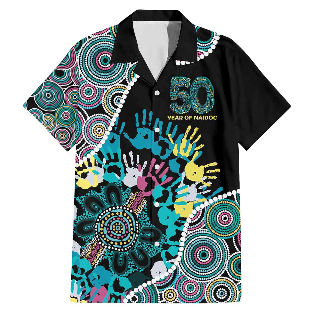 Honouring 50 Year Of NAIDOC Family Matching Mermaid Dress and Hawaiian Shirt Honouring The Next Generation Pastel Aboriginal Art