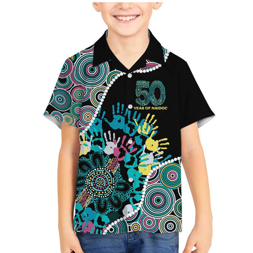 Honouring 50 Year Of NAIDOC Family Matching Mermaid Dress and Hawaiian Shirt Honouring The Next Generation Pastel Aboriginal Art