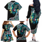 Honouring 50 Year Of NAIDOC Family Matching Off The Shoulder Long Sleeve Dress and Hawaiian Shirt Honouring The Next Generation Pastel Aboriginal Art
