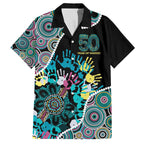 Honouring 50 Year Of NAIDOC Family Matching Off The Shoulder Long Sleeve Dress and Hawaiian Shirt Honouring The Next Generation Pastel Aboriginal Art