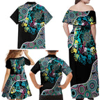 Honouring 50 Year Of NAIDOC Family Matching Off Shoulder Maxi Dress and Hawaiian Shirt Honouring The Next Generation Pastel Aboriginal Art