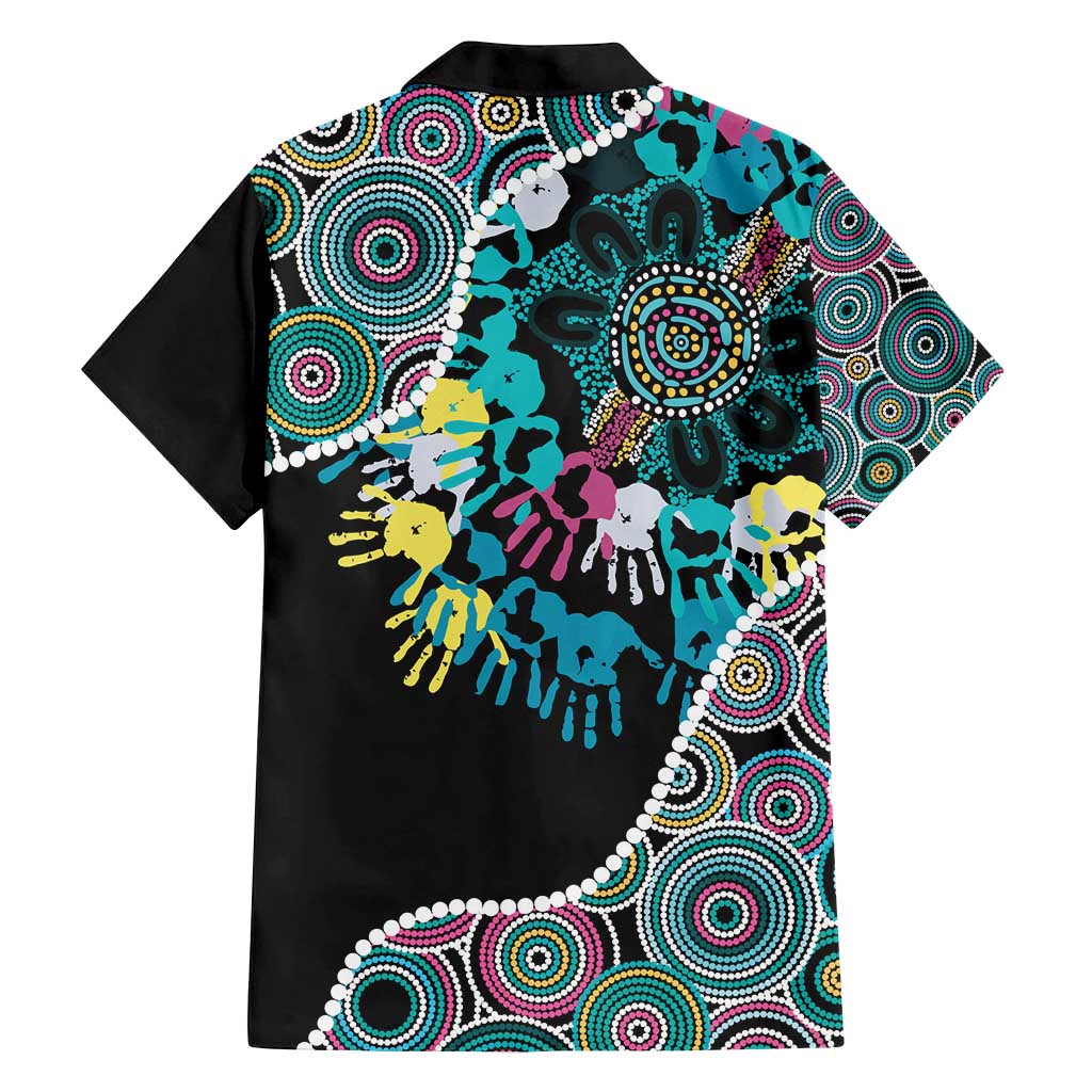 Honouring 50 Year Of NAIDOC Family Matching Off Shoulder Maxi Dress and Hawaiian Shirt Honouring The Next Generation Pastel Aboriginal Art