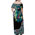 Honouring 50 Year Of NAIDOC Family Matching Off Shoulder Maxi Dress and Hawaiian Shirt Honouring The Next Generation Pastel Aboriginal Art