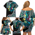 Honouring 50 Year Of NAIDOC Family Matching Off Shoulder Short Dress and Hawaiian Shirt Honouring The Next Generation Pastel Aboriginal Art