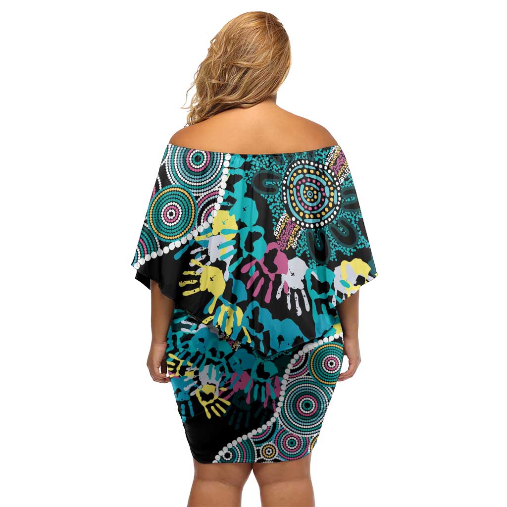 Honouring 50 Year Of NAIDOC Family Matching Off Shoulder Short Dress and Hawaiian Shirt Honouring The Next Generation Pastel Aboriginal Art