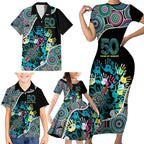 Honouring 50 Year Of NAIDOC Family Matching Short Sleeve Bodycon Dress and Hawaiian Shirt Honouring The Next Generation Pastel Aboriginal Art