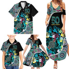 Honouring 50 Year Of NAIDOC Family Matching Summer Maxi Dress and Hawaiian Shirt Honouring The Next Generation Pastel Aboriginal Art