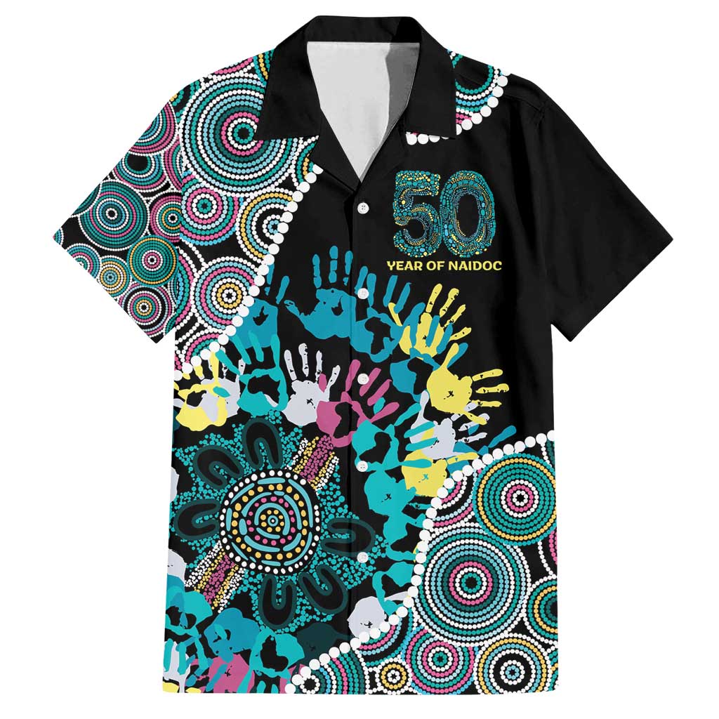 Honouring 50 Year Of NAIDOC Family Matching Summer Maxi Dress and Hawaiian Shirt Honouring The Next Generation Pastel Aboriginal Art