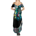 Honouring 50 Year Of NAIDOC Family Matching Summer Maxi Dress and Hawaiian Shirt Honouring The Next Generation Pastel Aboriginal Art
