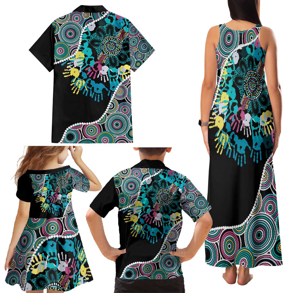 Honouring 50 Year Of NAIDOC Family Matching Tank Maxi Dress and Hawaiian Shirt Honouring The Next Generation Pastel Aboriginal Art
