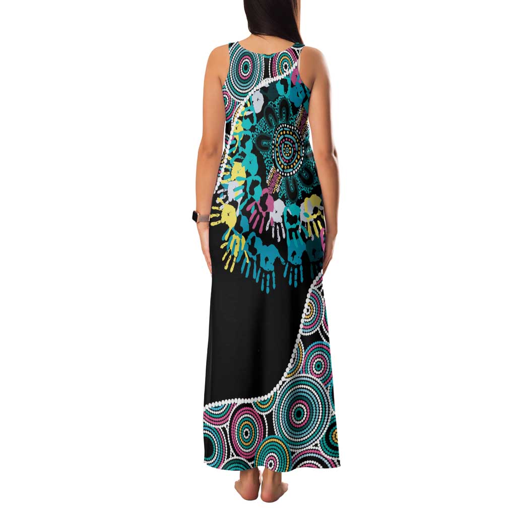 Honouring 50 Year Of NAIDOC Family Matching Tank Maxi Dress and Hawaiian Shirt Honouring The Next Generation Pastel Aboriginal Art